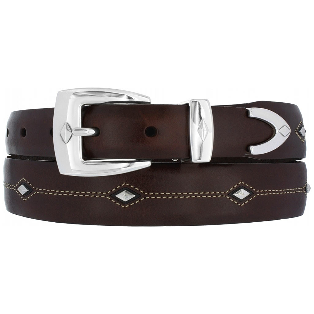 Men's Brighton Denver Diamond Leather Belt, Brown #P3507