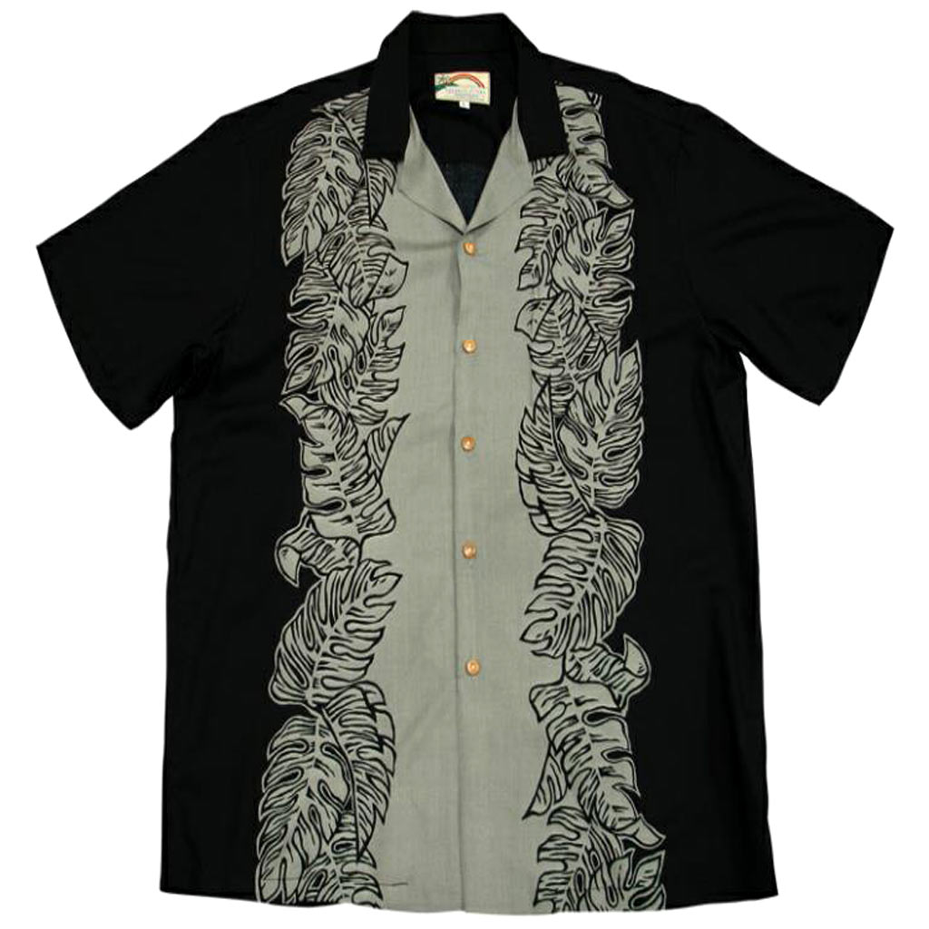 Men's Paradise Found® Aloha Short Sleeve Camp Shirt, Monstera Panel Black/Gray