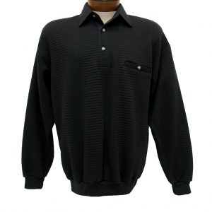 Men’s Classics – LD Sport By Palmland Long Sleeve Solid Textured Banded Bottom Shirt #6094-950 Black (M, ONLY!)