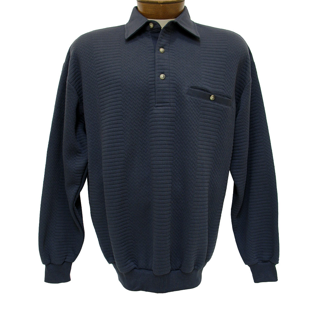 Men's LD Sport By Palmland® Long Sleeve Solid Textured Banded Bottom Shirt #6094-950-36 Navy Heather