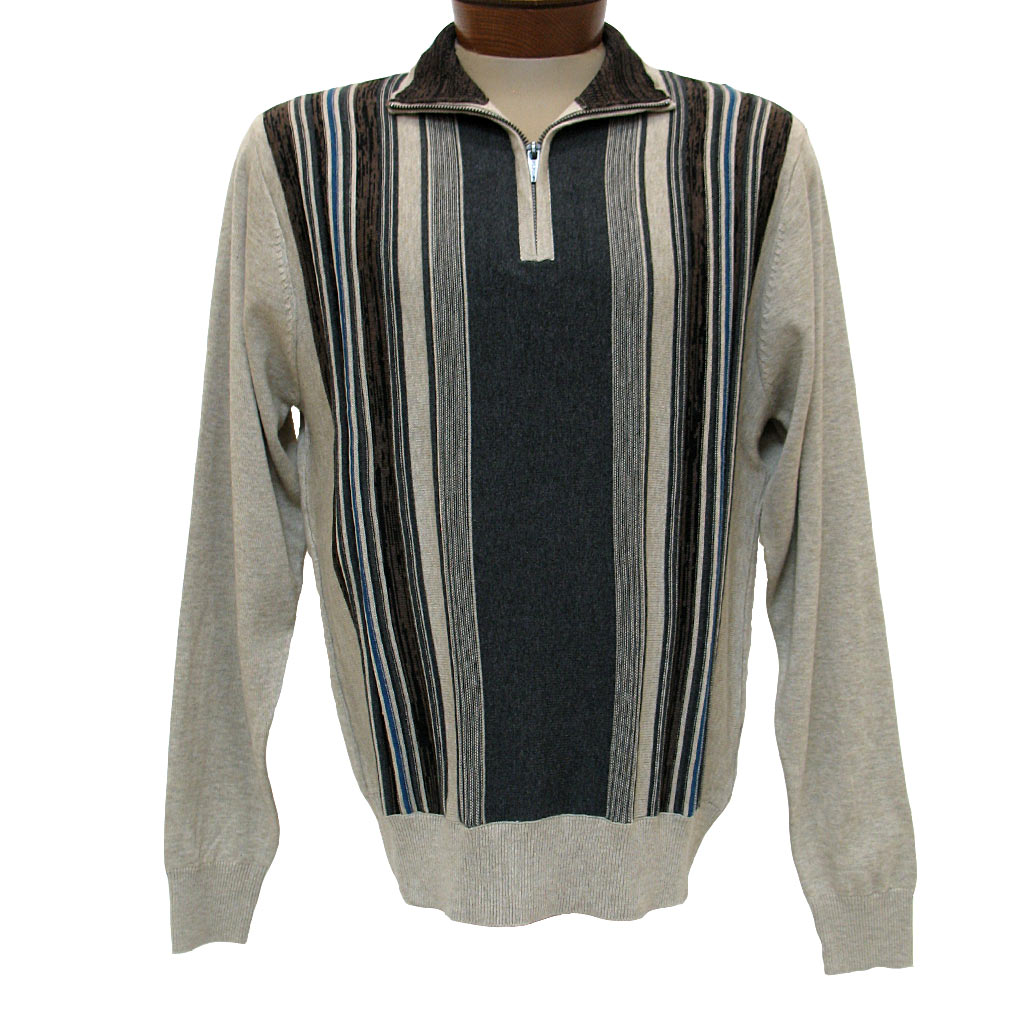 Men's F/X Fusion Textured Front Vertival Stripe Long Sleeve 1/4 Zip