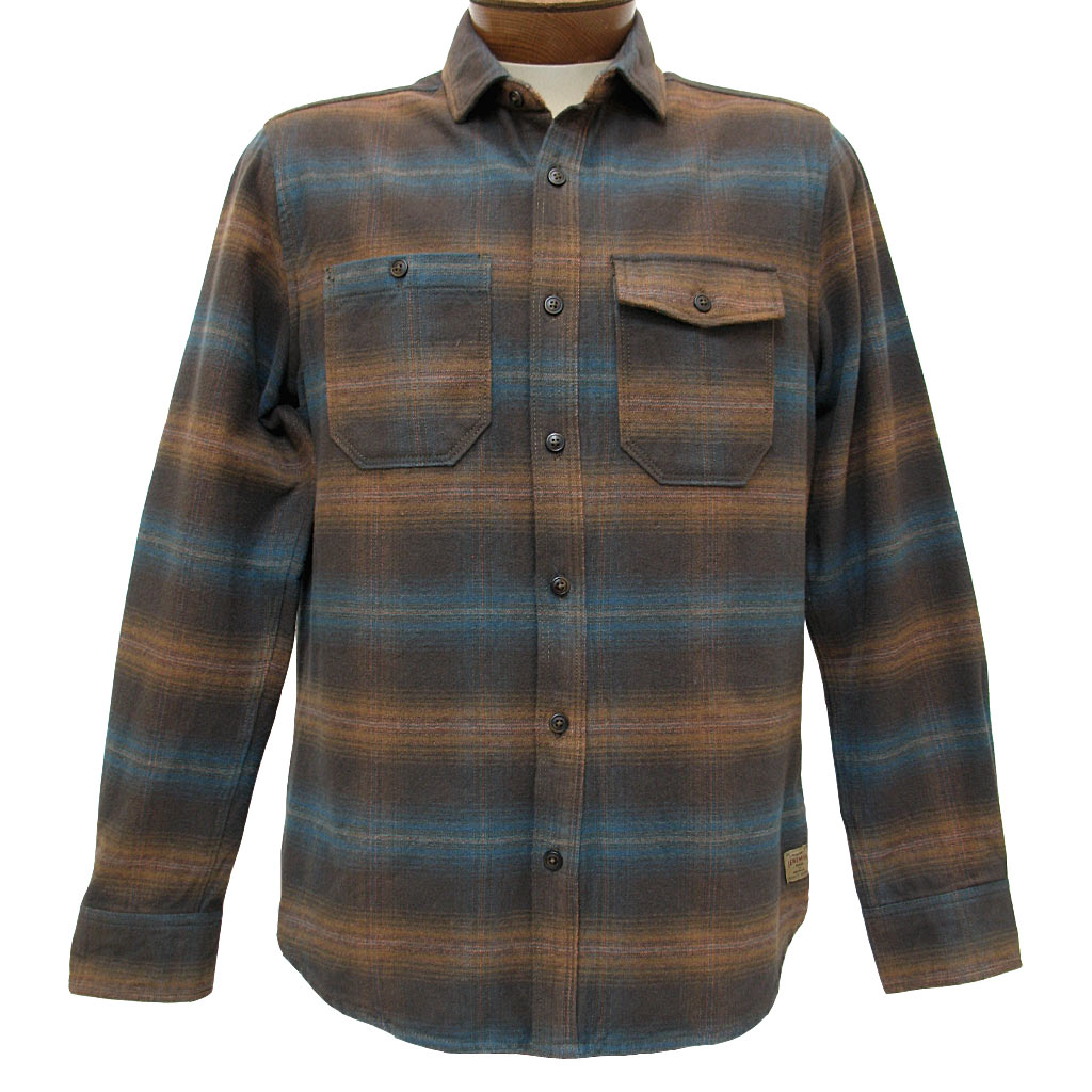 Men's Jeremiah® Long Sleeve 100% Cotton Brushed Twill Plaid Shirt, Canyon Bittersweet