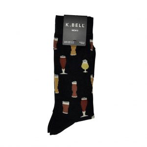 Men’s K. BELL® Novelty Crew Socks Craft Beers, Black