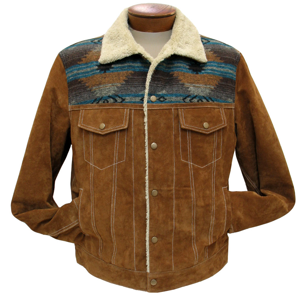 Men's Scully Boar Suede Snap Front Jean Jacket With Knit Inset #1015 ...