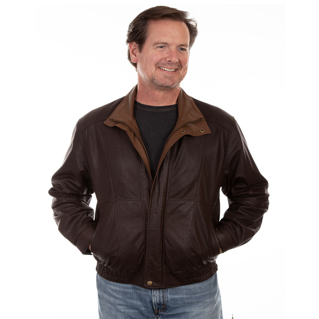 Scully Men's Leather Featherlite Jacket #48-264 Chocolate With Cognac ...