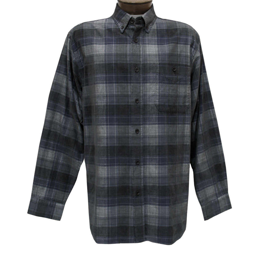 Men's Basic Options Corduroy Long Sleeve Yarn Dyed Tartan Plaid Shirt ...