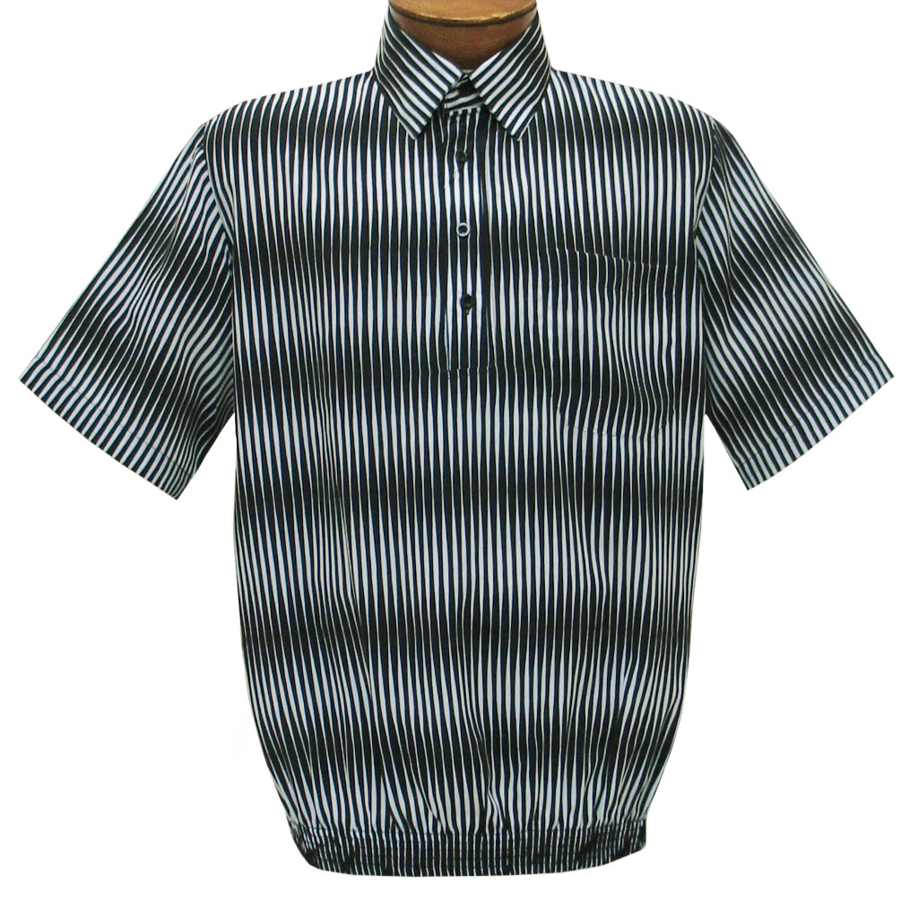 Men's Short Sleeve Banded Bottom Shirt By Bassiri, Our Exclusive Handpicked Designs, #63055 Black
