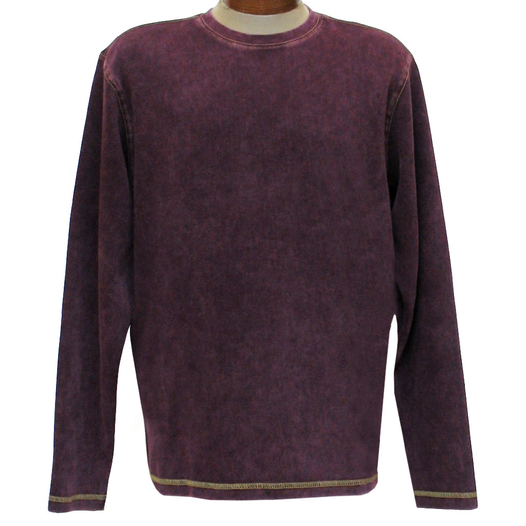 Men's R. Options by Basic Options Long Sleeve Ribbed Pigment Dyed Tee #8500 Wine
