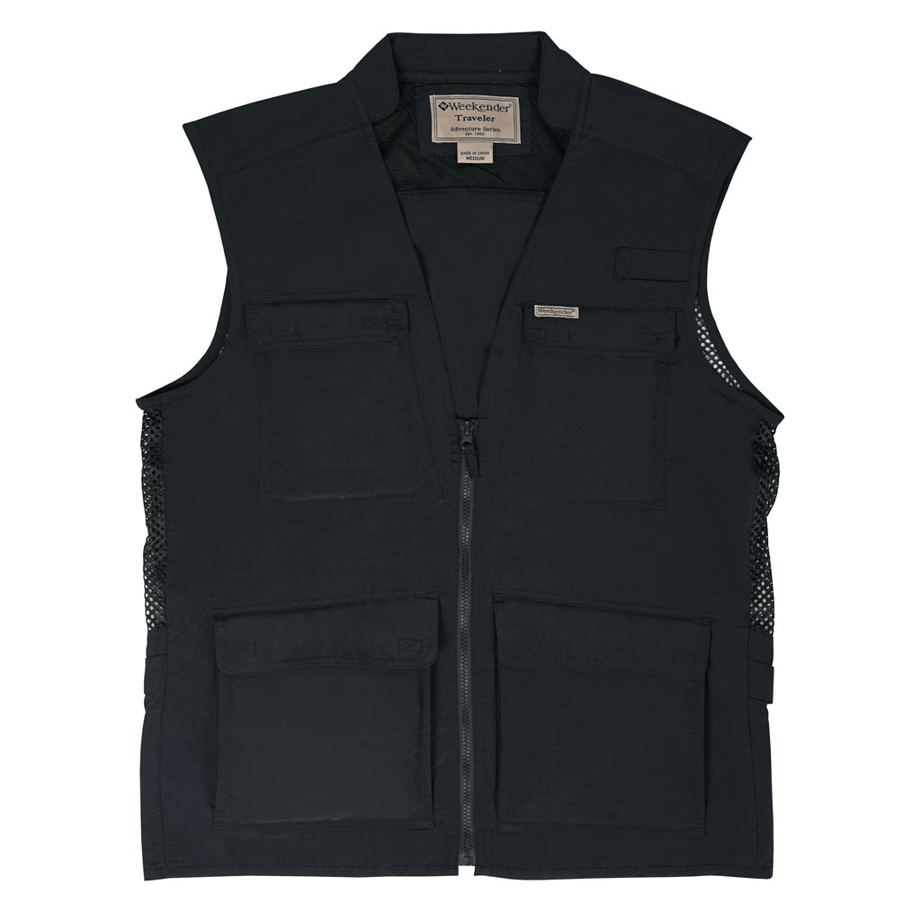 Men's Weekender Nylon Travel Vest, Odyssey #M020050 Black