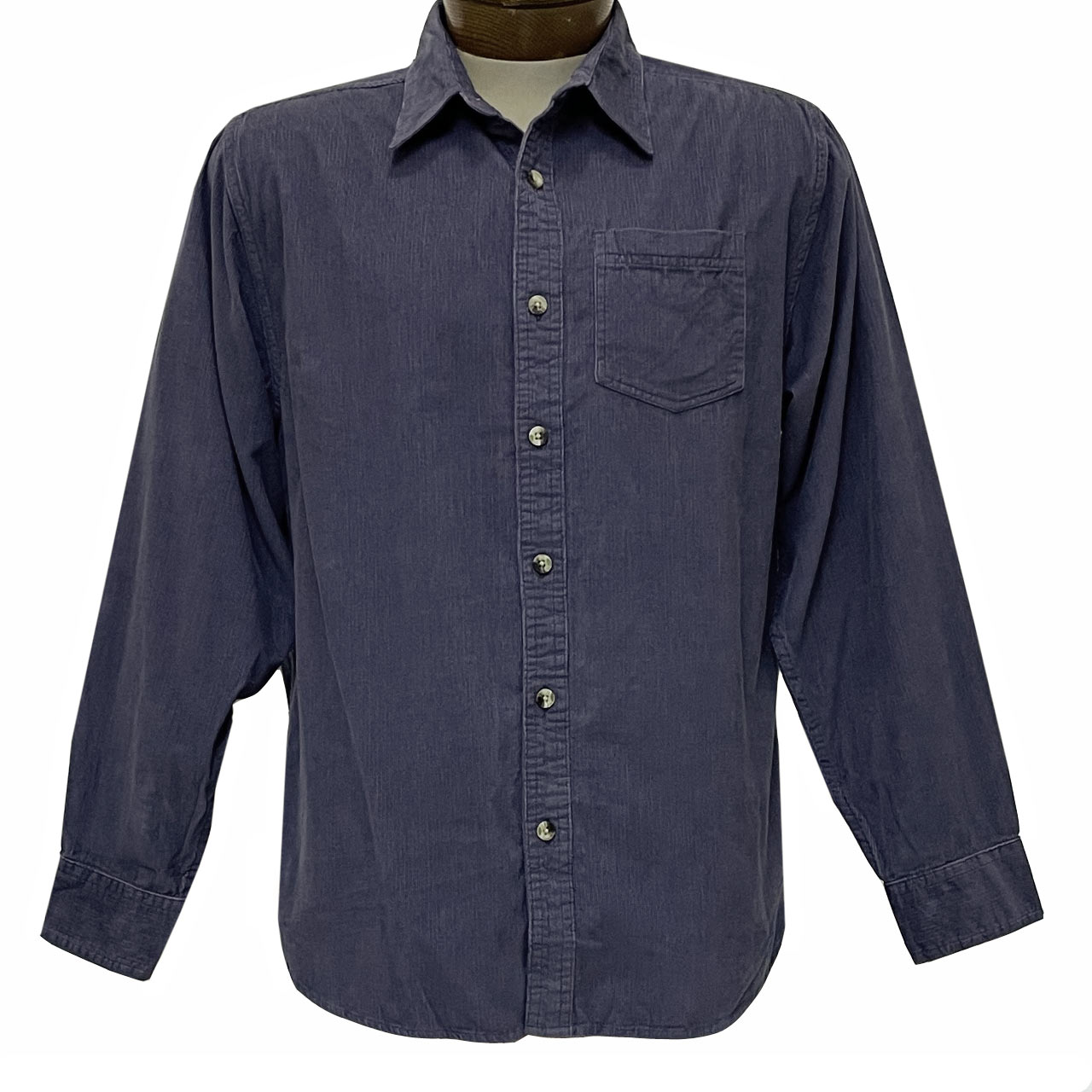 Men's Woodland Trail By Palmland Long Sleeve 100% Cotton Solid Corduroy Shirt #5900-200 Navy