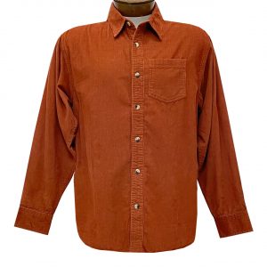 Men’s Woodland Trail By Palmland Long Sleeve 100% Cotton Solid Corduroy Shirt #5900-200 Rust (XXL, ONLY!)