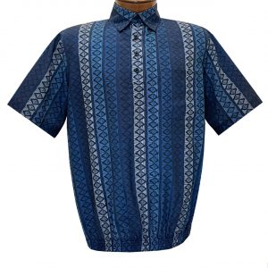 Men’s Banded Bottom Short Sleeve Microfiber Shirt By Bassiri, Our Exclusive Handpicked Designs #63565 Navy