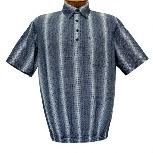 Men’s Banded Bottom Short Sleeve Microfiber Shirt By Bassiri, Our Exclusive Handpicked Designs #64055 Black/White