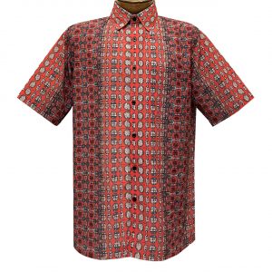 Men’s Bassiri Short Sleeve Button Front Sport Shirt With A Chest Pocket #64091 Red (XL, ONLY!)