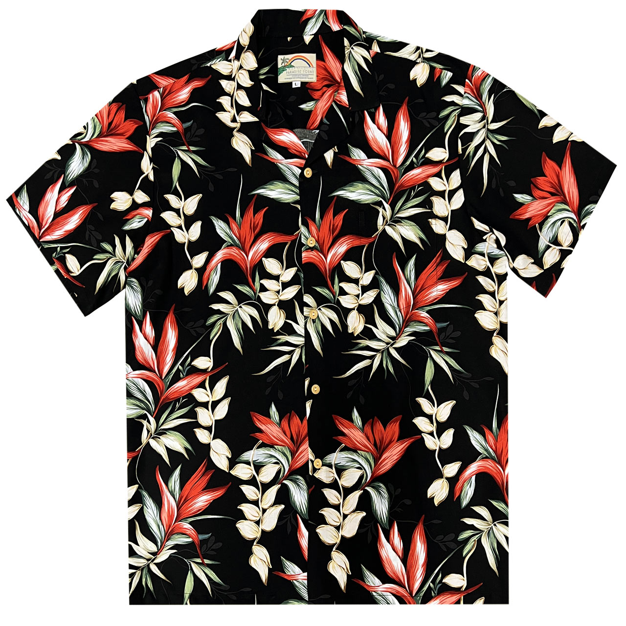 Men s Paradise Found Aloha Short Sleeve Hawaiian Camp Shirt Heliconia 