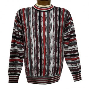Men’s F/X Fusion Vertical Multi Stitch Textured Novelty Crew Neck Sweater #7037, Black
