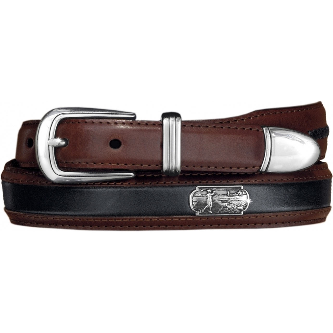 Men's Brighton Roberts Golf Ornament Leather Belt #12000 Brown Black