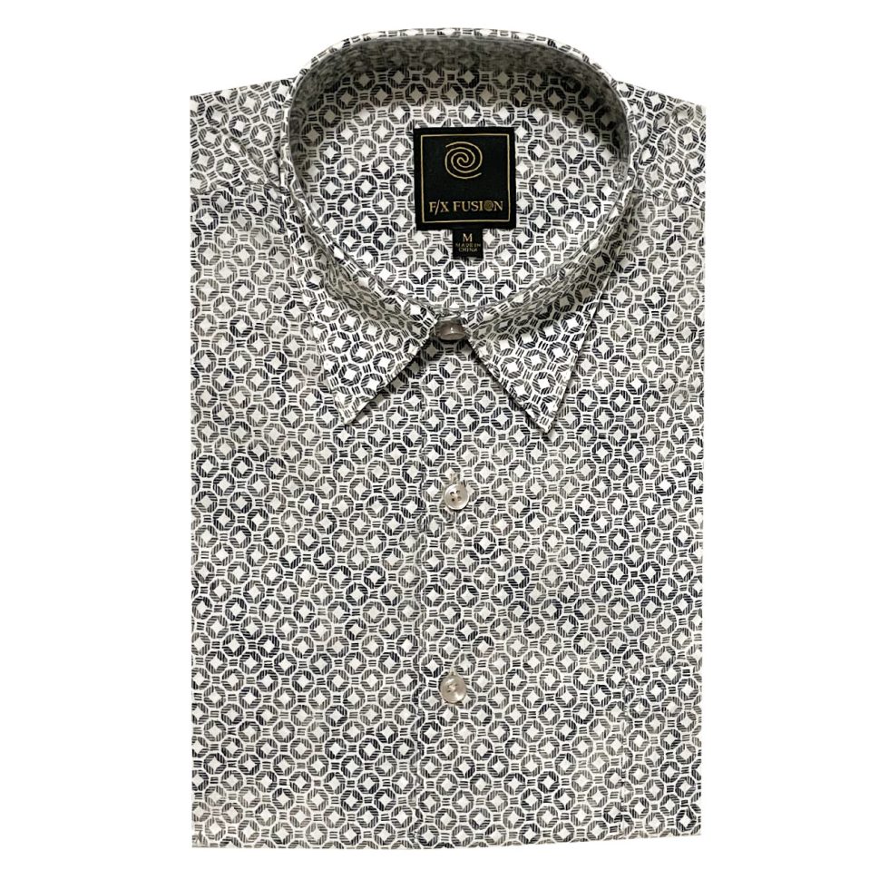 Men's F/X Fusion 100 Soft Cotton Digital Print Sport Shirt, Circles 