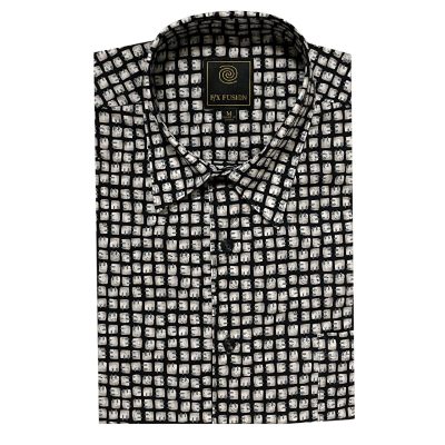 Men's F/X Fusion 100% Soft Cotton Digital Print Sport Shirt, Geo #FW1861, Black