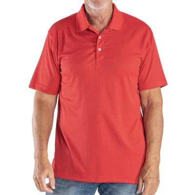 Men's Cotton Traders By Palmland Basic Short Sleeve Textured Performance Polo Golf Shirt #3000-410, Red
