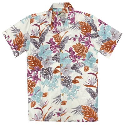 Men's Paradise Found Aloha Short Sleeve Hawaiian Camp Shirt, Hilo, Cream