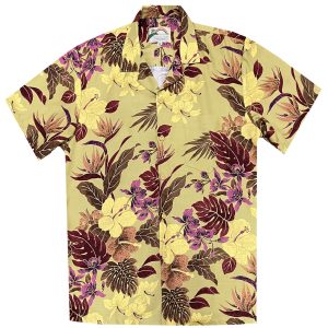 Men’s Paradise Found Aloha Short Sleeve Hawaiian Camp Shirt, Hilo, Gold