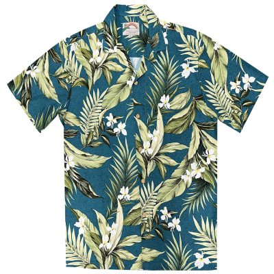 Men's Paradise Found Aloha Short Sleeve Hawaiian Camp Shirt, White Ginger, Jade