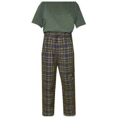 Men’s R. Options Corduroy Yarn Dyed Plaid Lounge Pants, #42346-23B, Blue/Brown