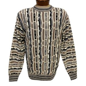 Men’s F/X Fusion Vertical Multi Stitch Textured Novelty Crew Neck Sweater #9121, Oatmeal (M, ONLY!)