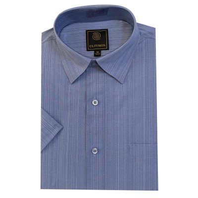 Men's F/X Fusion Short Sleeve Multi Line Soft Stripe Woven Sport Shirt, #FW2032, Blue